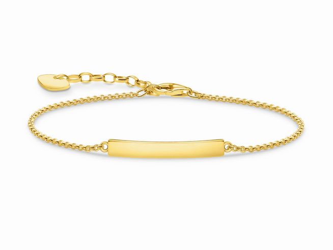 Vergoldetes Armband von Thomas Sabo aus Silber mit einer schlichten, glatten Platte. Länge 16-19 cm, ideal für einen eleganten Look und vielseitige Kombinationen.