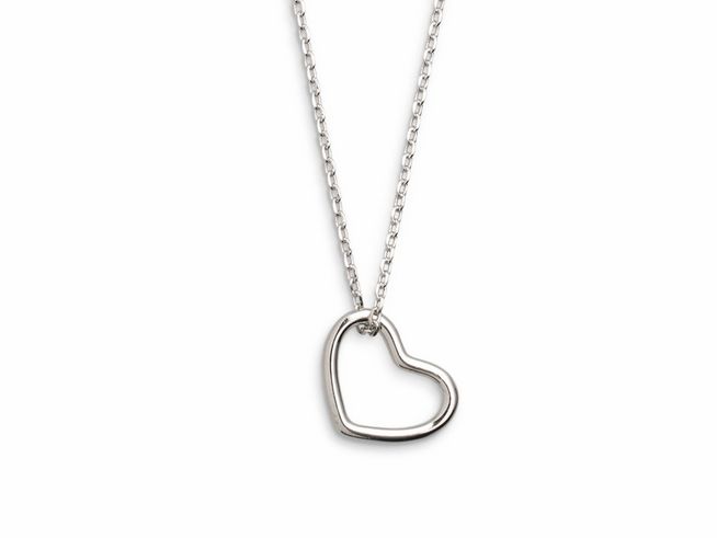 27000758-0 Xenox Sterling Silber Kette XS1756 in 40-45 cm mit Ankerkette und herzförmigem Anhänger aus Silber, Teil der LOVE STORY Kollektion, elegant und zeitlos.