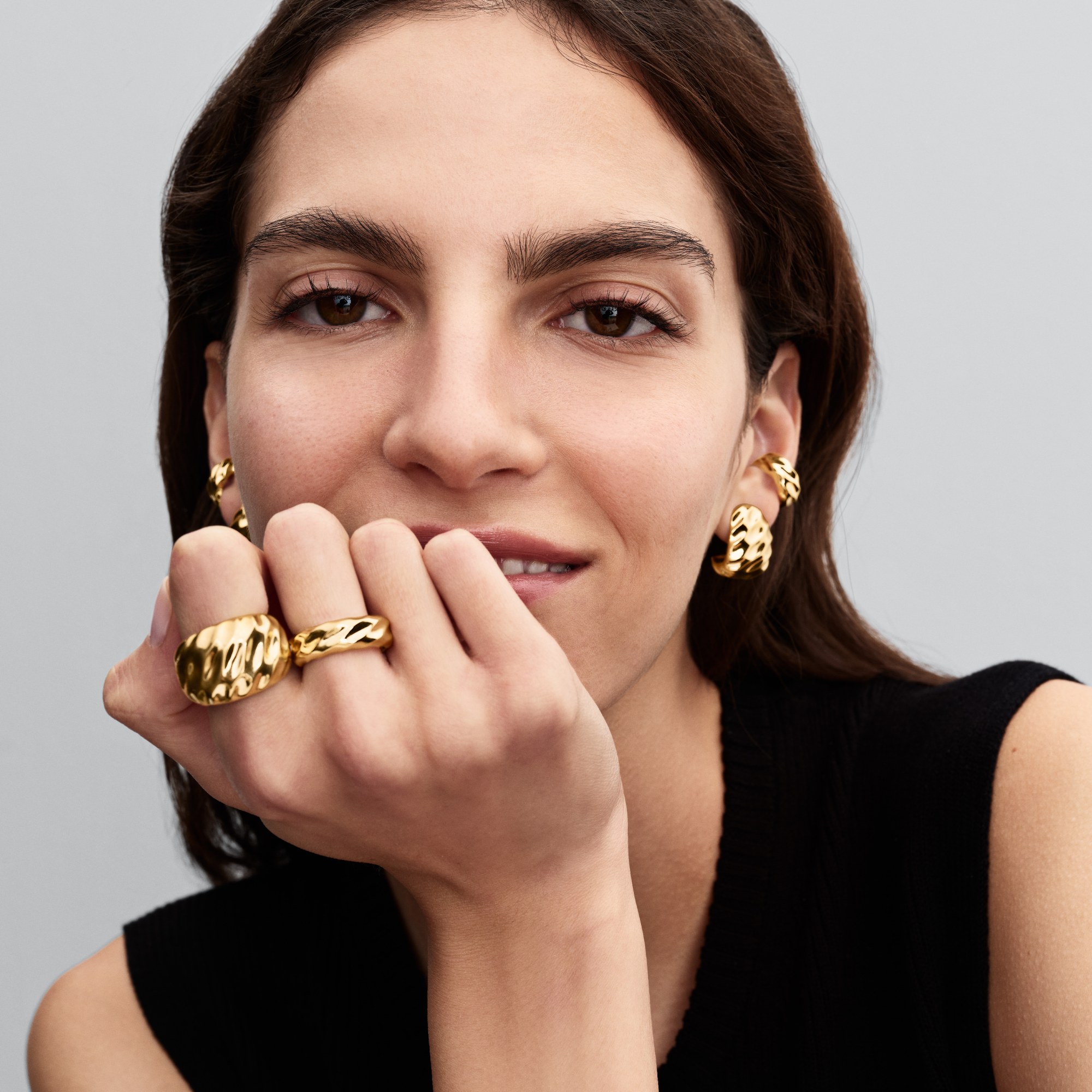 Pandora ESSENCE - gewellter Statement-Ring - Gelbgold Vergoldung – Ansicht 4