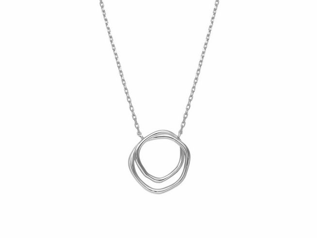 Xenox Sterling Silber Kette XS2210 in 40-45 cm Länge, mit SWING Kareekette und modernem, ovalem Anhänger aus hochwertigem Silber, ideal für elegante Anlässe.