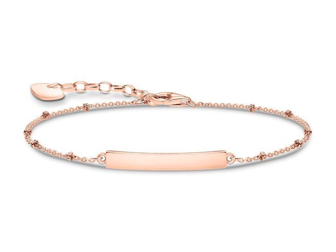 Silber vergoldetes Roségold-Gavurarmband von Thomas Sabo, Modell A1975-415-40-L19V, mit verstellbarer Länge von 16 bis 19 cm, ideal für individuelle Gravuren.