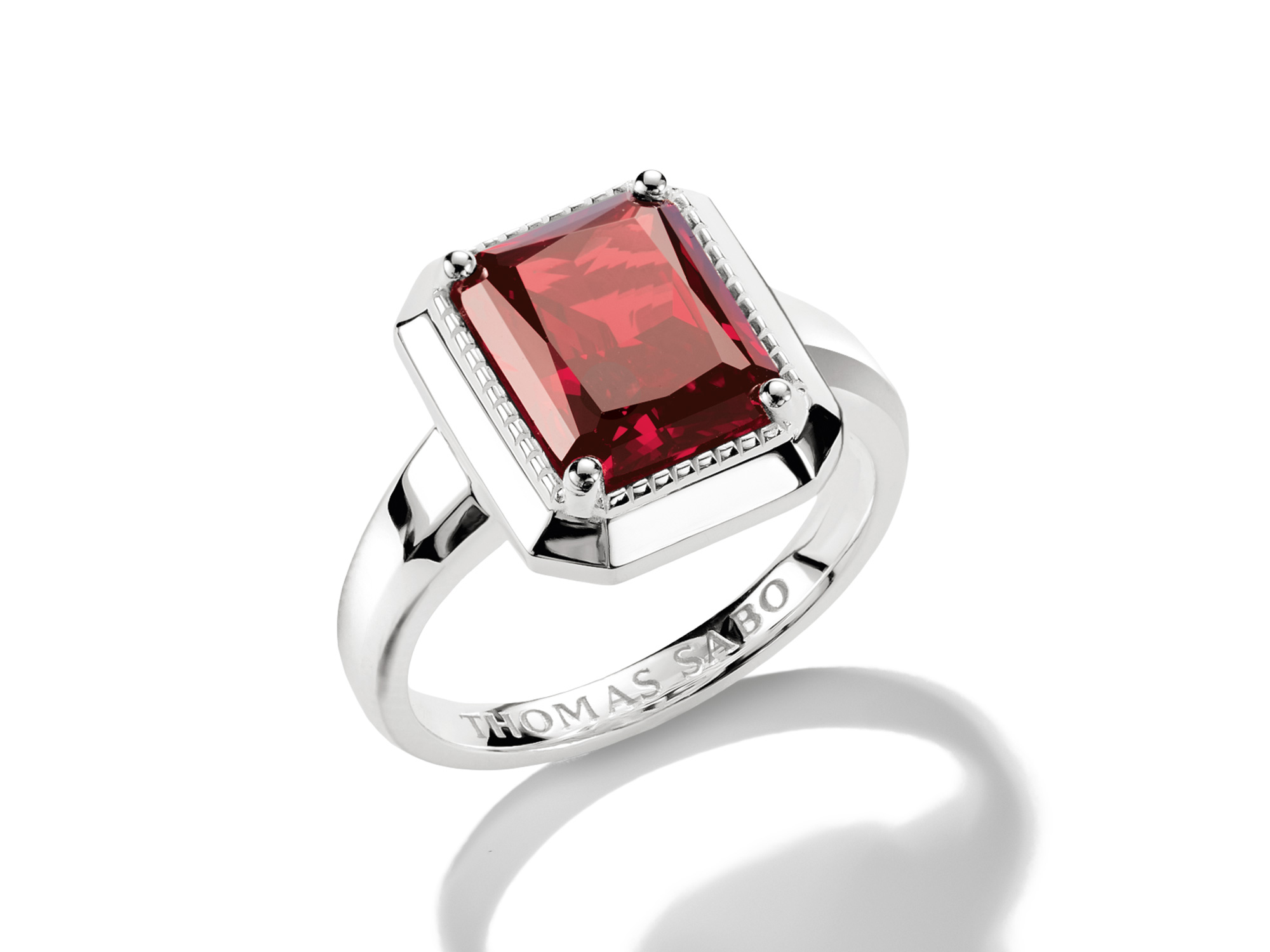 Thomas Sabo TR2528-051-10-56 ELYNDRA Ring - Sterling Silber & Zirkonia - Rot - Gr. 56