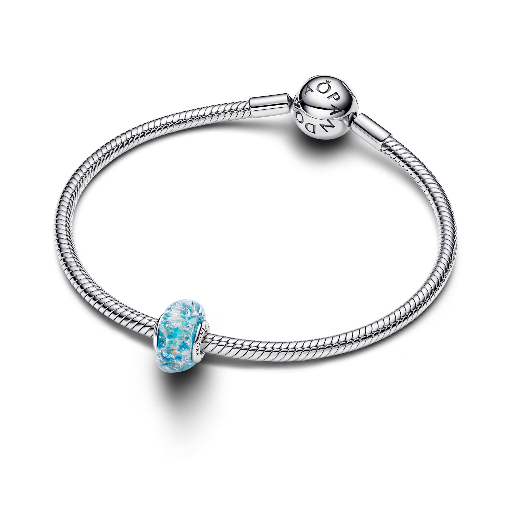 Pandora Türkises Murano-Glas & Glitzer charm - Silber - Türkis – Ansicht 3