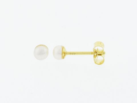 Gold Perlen Ohrringe aus 333 Gold mit 3,5 mm Süßwasser Zuchtperlen, hergestellt von Juwelier Harnisch, elegant und zeitlos, ideal für jeden Anlass.