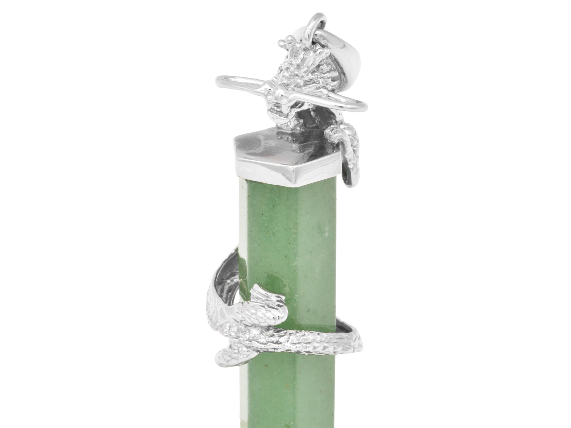 Anhänger Drachen Pendel - Sterling Silber 925 - poliert - Aventurin Grün