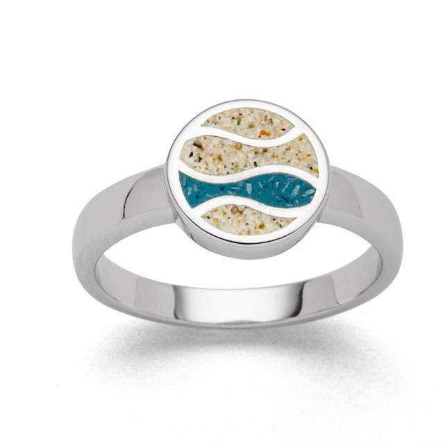 DUR Ring Strandwellen - Sterling Silber - Strandsand + blauer Steinsand – Ansicht 2