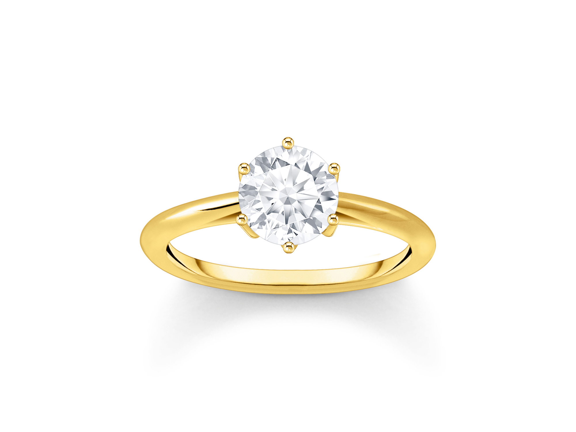 Thomas Sabo TR2474-414-14-50 SPARKLING GOLD Ring in Weiß-Silber mit 750er Vergoldung und Zirkonia, schlichtes Design, eleganter ovaler Stein, Größe 50.