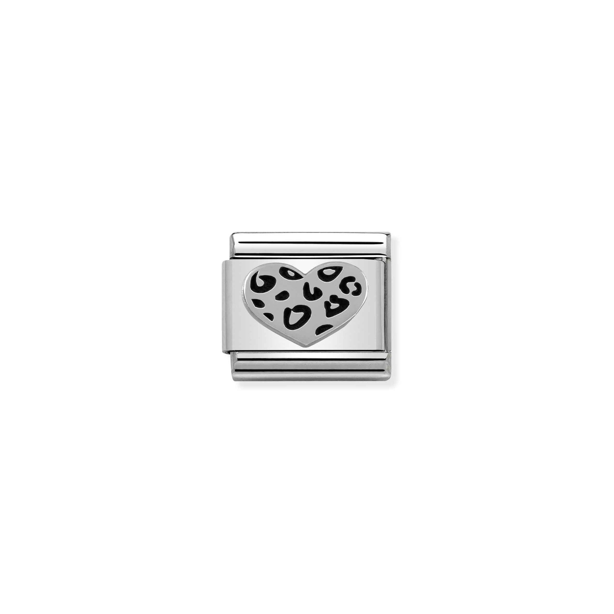 Nomination Composable Classic Charm Herz Leopard - Edelstahl, Sterling Silber
