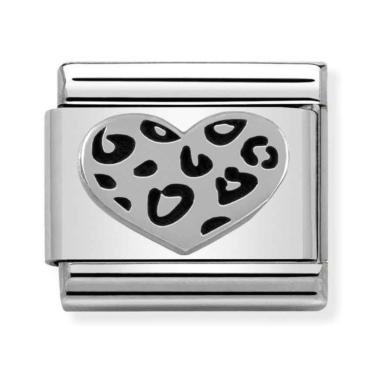 Nomination Composable Classic Charm Herz Leopard - Edelstahl, Sterling Silber