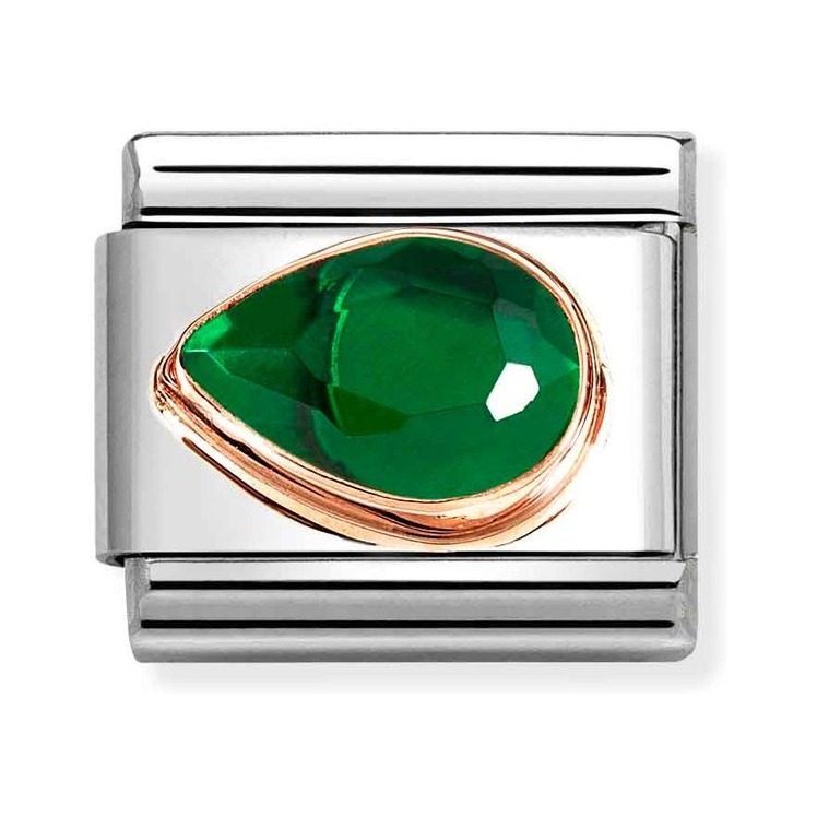 Nomination Classic - Grün - Zirkonia - Tropfen - Links - Roségold & Edelstahl
