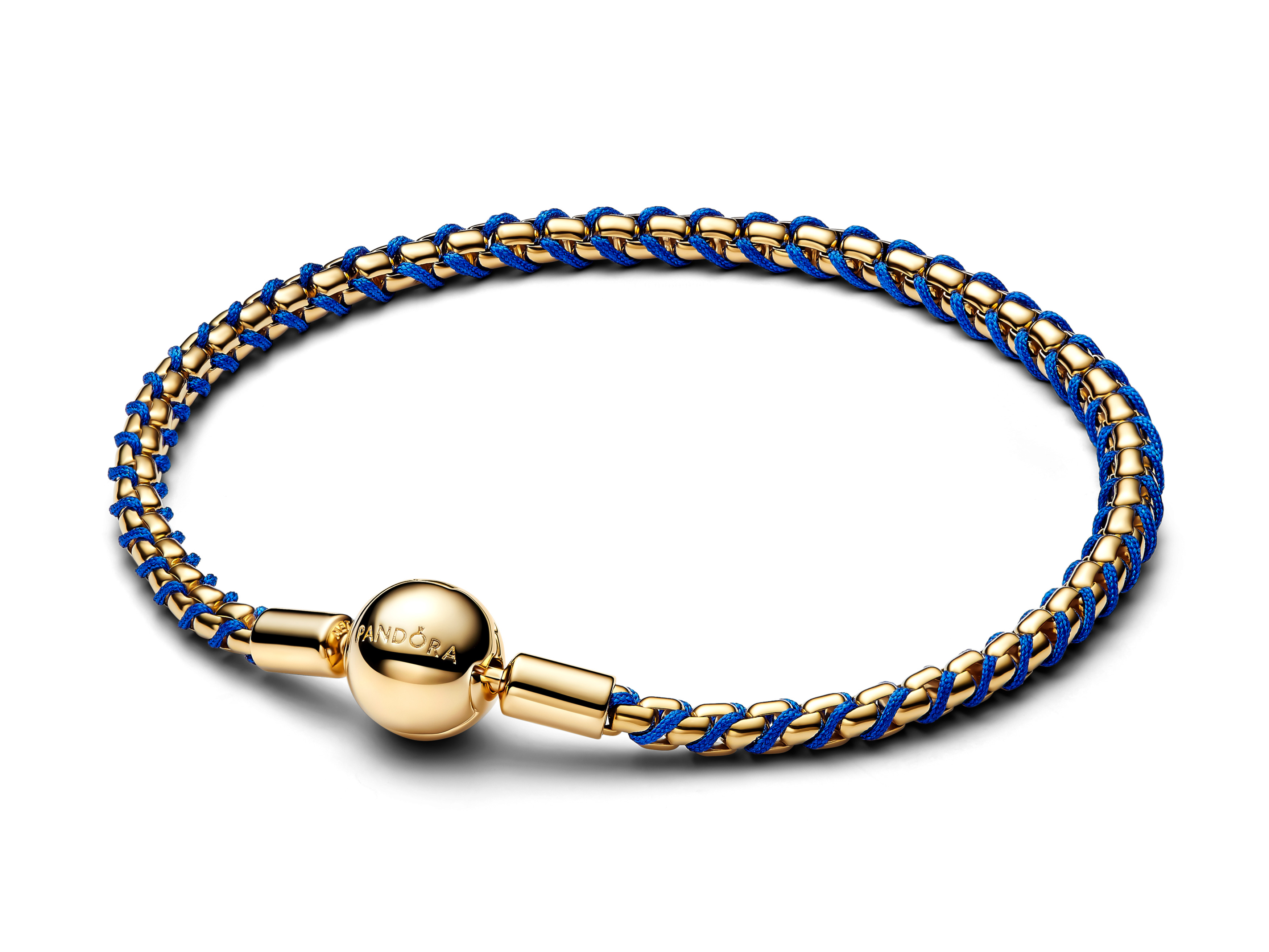 Pandora 563816C02-23 - Blaue Kordel-Boxketten-Armband - Blau - 23 cm - Gelbgold Vergoldung