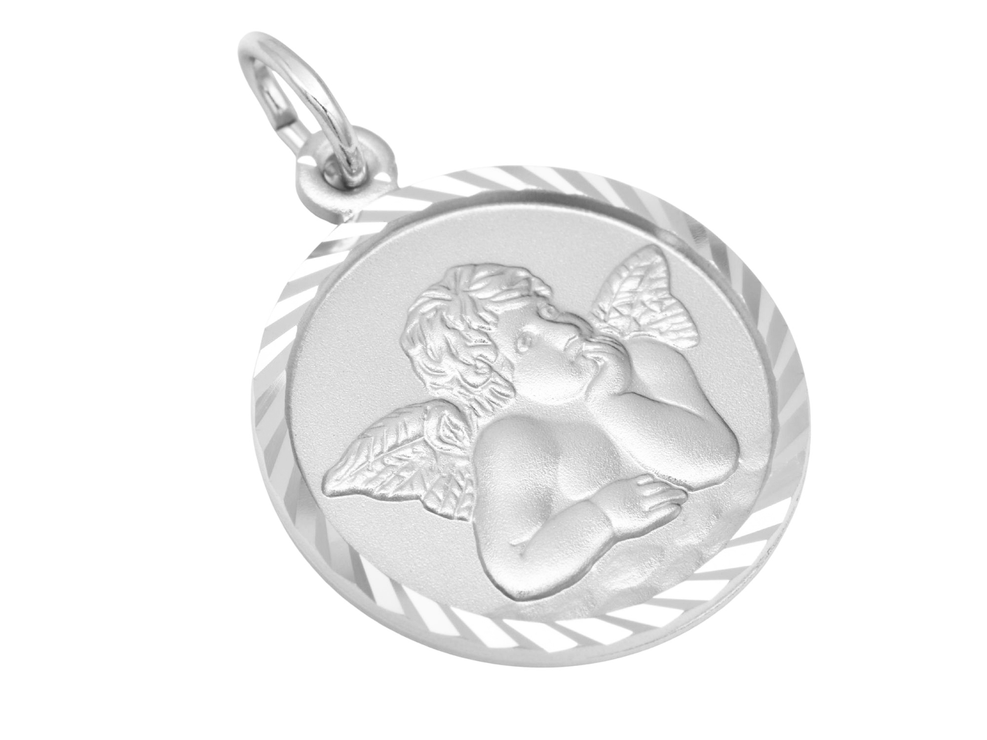 Anhänger Engel Schutzengel - Sterling Silber teilmat. rhod. - Diamantschliff am Rand