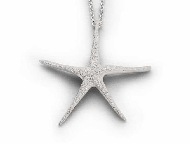 Sterling Silber Kette mit gefrostetem Seestern-Anhänger von DUR Schmuck, 42 cm lang, elegantes und maritimes Design für jeden Anlass, ideal als Geschenk oder persönlicher Schmuck.