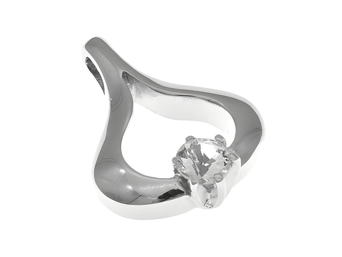 Luxuriöser Anhänger in tropfenförmigem Design aus silber rhodiniertem Material, besetzt mit einem funkelnden Bergkristall, Hersteller Juwelier Harnisch.