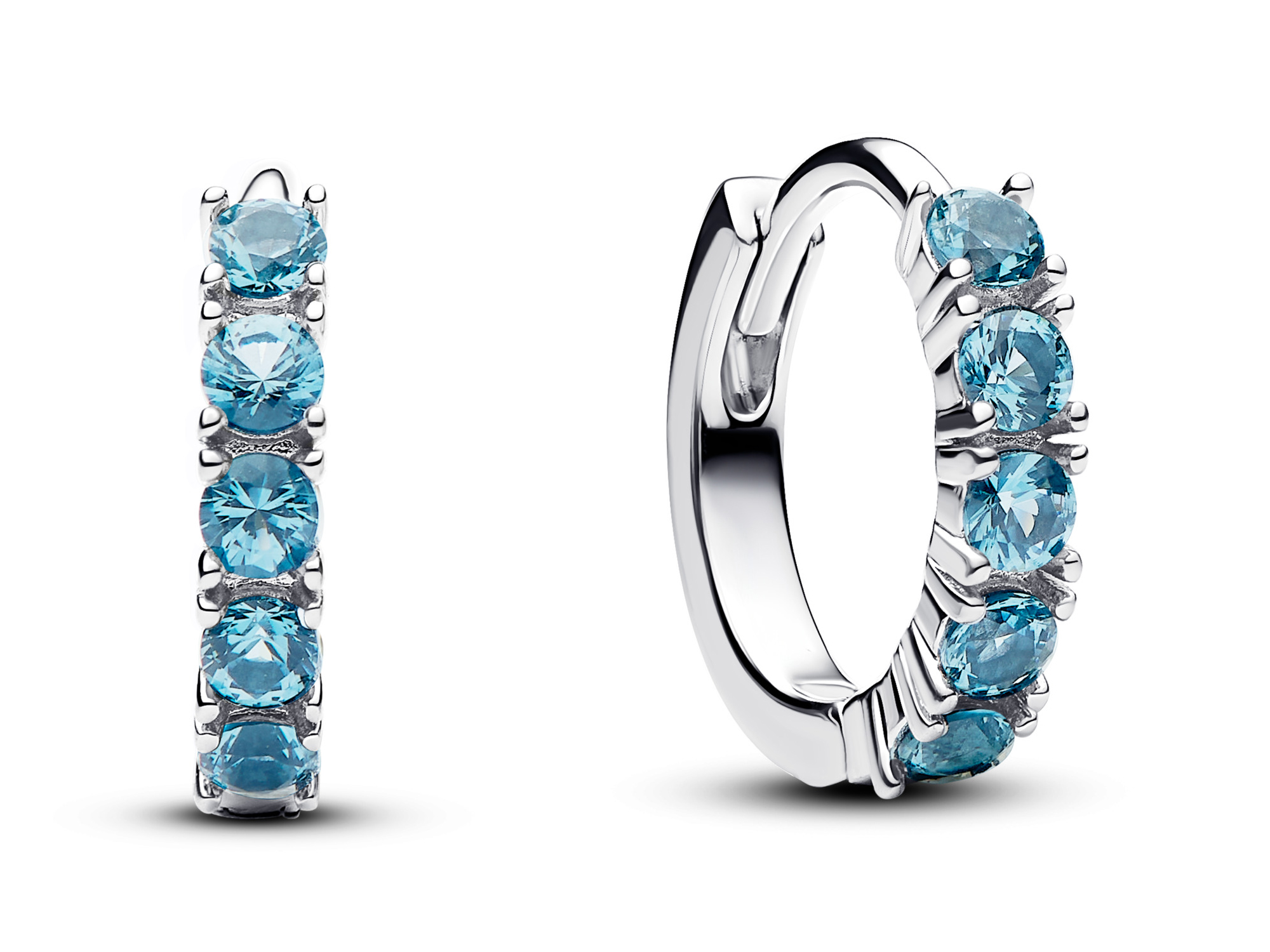 Pandora 293849C01 - schmale hellblaue Creolen Huggi - Sterling Silber