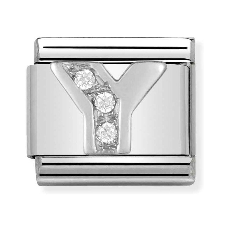 Nomination Composable Classic Charm Buchstabe Y - Edelstahl, Sterling Silber, Zirkonia