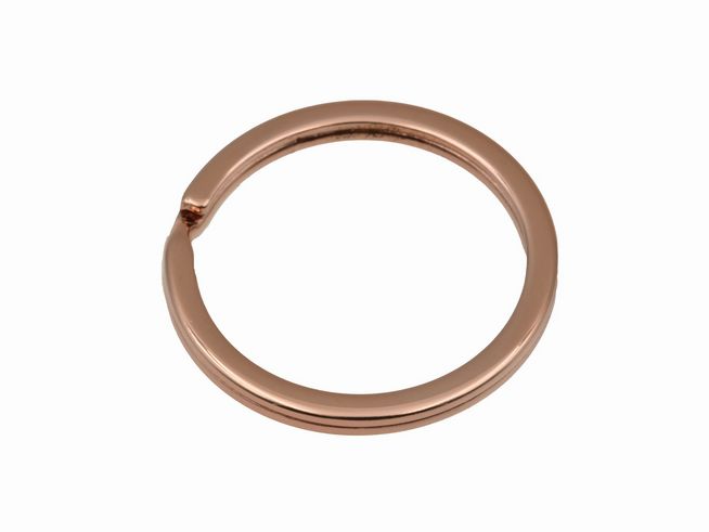 Edelstahl Schlüsselring 2,5 cm vergoldet Roségold poliert von Hersteller Juwelier Harnisch Mechanik, elegant und robust, ideal für Schlüsselorganisation.