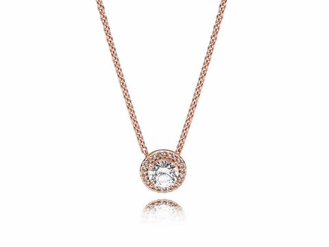 PANDORA 386240CZ-45 Klassische Eleganz Kette & Anhänger aus PANDORA Rose 45 cm mit einem funkelnden Anhänger, umgeben von Zirkonia im zeitlosen Design.