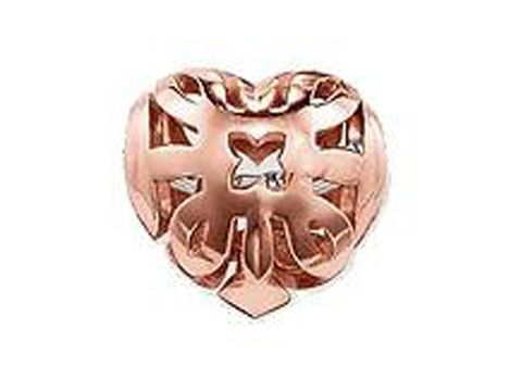 Thomas Sabo K0073-415-12 Bead in Herzform aus Silber roségold vergoldet ohne Stein, filigranes Design mit geschwungenen Ausschnitten, ideal für individuelle Schmuckkreationen.