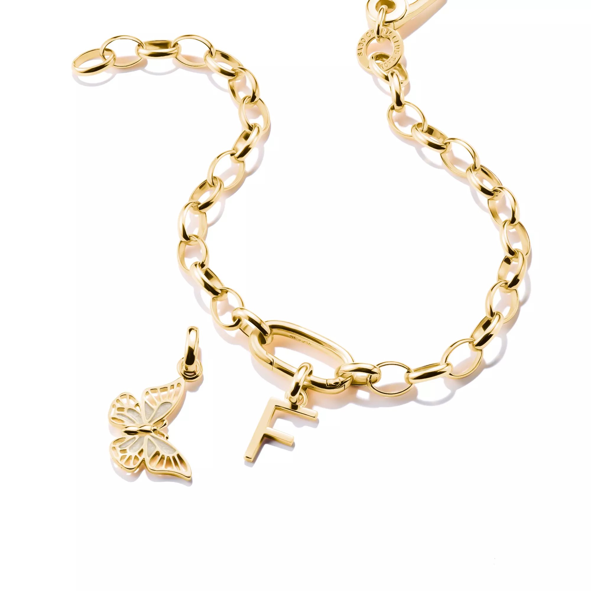 Thomas Sabo Connect - Buchstabe F - Charm mit Öse - Silber & Gelbgold Verg. – Ansicht 3