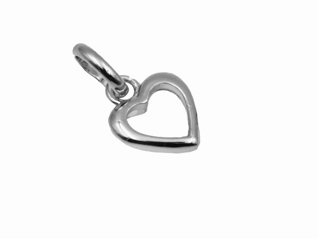 Anhänger Herz zart aus 925 Sterling Silber, poliert und rhodiniert, vom Hersteller Juwelier Harnisch, flach gestaltet, ideal als dezentes Schmuckstück.
