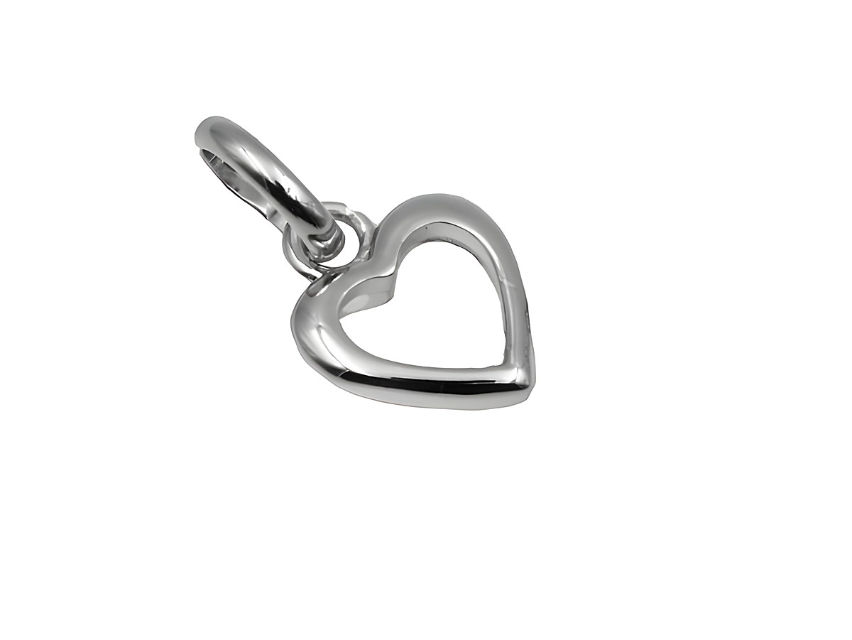 Anhänger Herz zart aus 925 Sterling Silber, poliert und rhodiniert, vom Hersteller Juwelier Harnisch, flach gestaltet, ideal als dezentes Schmuckstück.