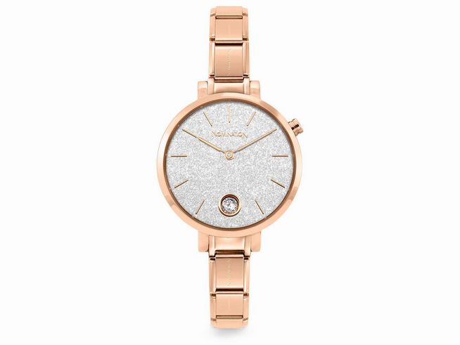 Elegante Nomination 076034 023 PARIS Armbanduhr aus Edelstahl mit rose PVD-Beschichtung, funkelndem Ziffernblatt und Zirkonia, perfekte Ergänzung für jeden Anlass.