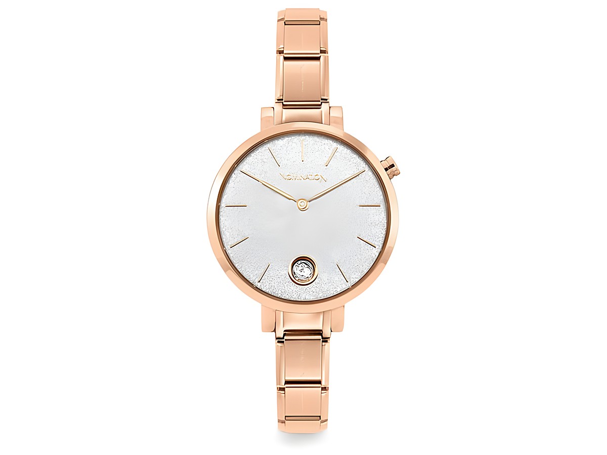 Elegante Nomination 076034 023 PARIS Armbanduhr aus Edelstahl mit rose PVD-Beschichtung, funkelndem Ziffernblatt und Zirkonia, perfekte Ergänzung für jeden Anlass.
