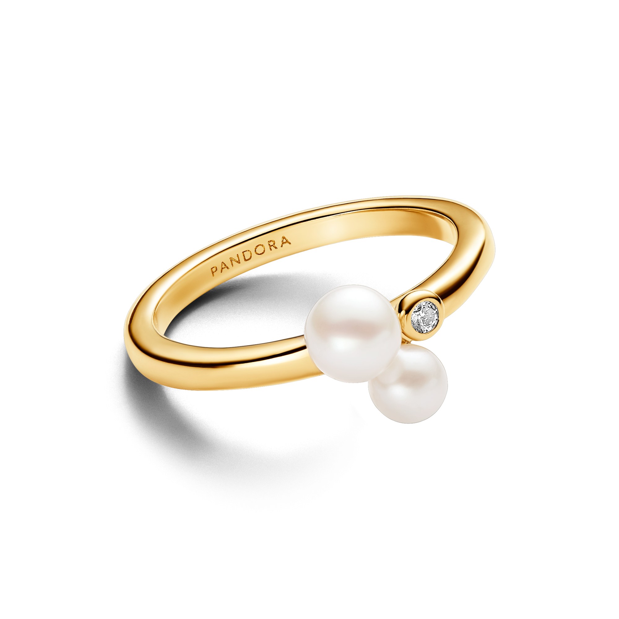Pandora Duo Zuchtperlen Ring - Gelbgold verg. - Steinmix Weiß – Ansicht 3