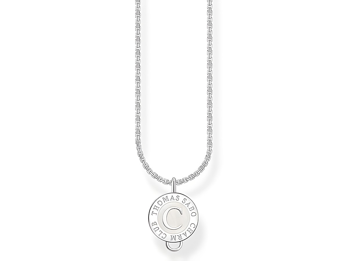 Kette von Thomas Sabo aus Silber und Emaille mit einem Durchmesser von 40 bis 45 cm, featuring eine runde Charm-Aufhängung mit eingravierter Markenbezeichnung.