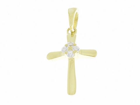 Anhänger Kreuz aus Silber mit funkelnden Zirkonia-Steinen, Hersteller Juwelier Harnisch, elegantes Design mit Stein, ideal als Schmuckstück für besondere Anlässe.