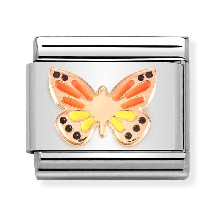 Nomination Composable Classic Charm Schmetterling Regenbogen - Edelstahl, roségoldfarben, Emaille