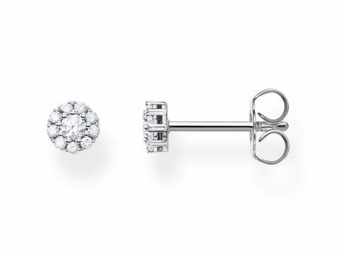 Ohrringe aus Silber von Thomas Sabo mit klaren Zirkonia, in runder Form, elegant und zeitlos, ideal für jeden Anlass, Teil der Charming Collection H2141-051-14.