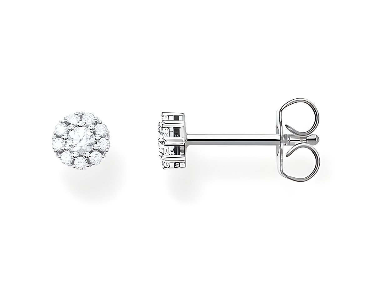Ohrringe aus Silber von Thomas Sabo mit klaren Zirkonia, in runder Form, elegant und zeitlos, ideal für jeden Anlass, Teil der Charming Collection H2141-051-14.