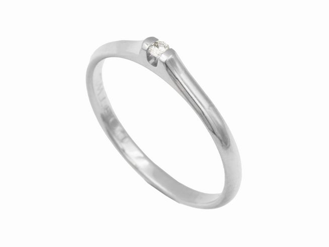 Platin Ring klassisch Platin 960 Brillant 0,03 ct tw-if Lupenrein Gr. 55 Juwelier Harnisch bis Gr. 54/17,5 eleganter Ring mit schlichter Fassung und glitzerndem Diamanten.