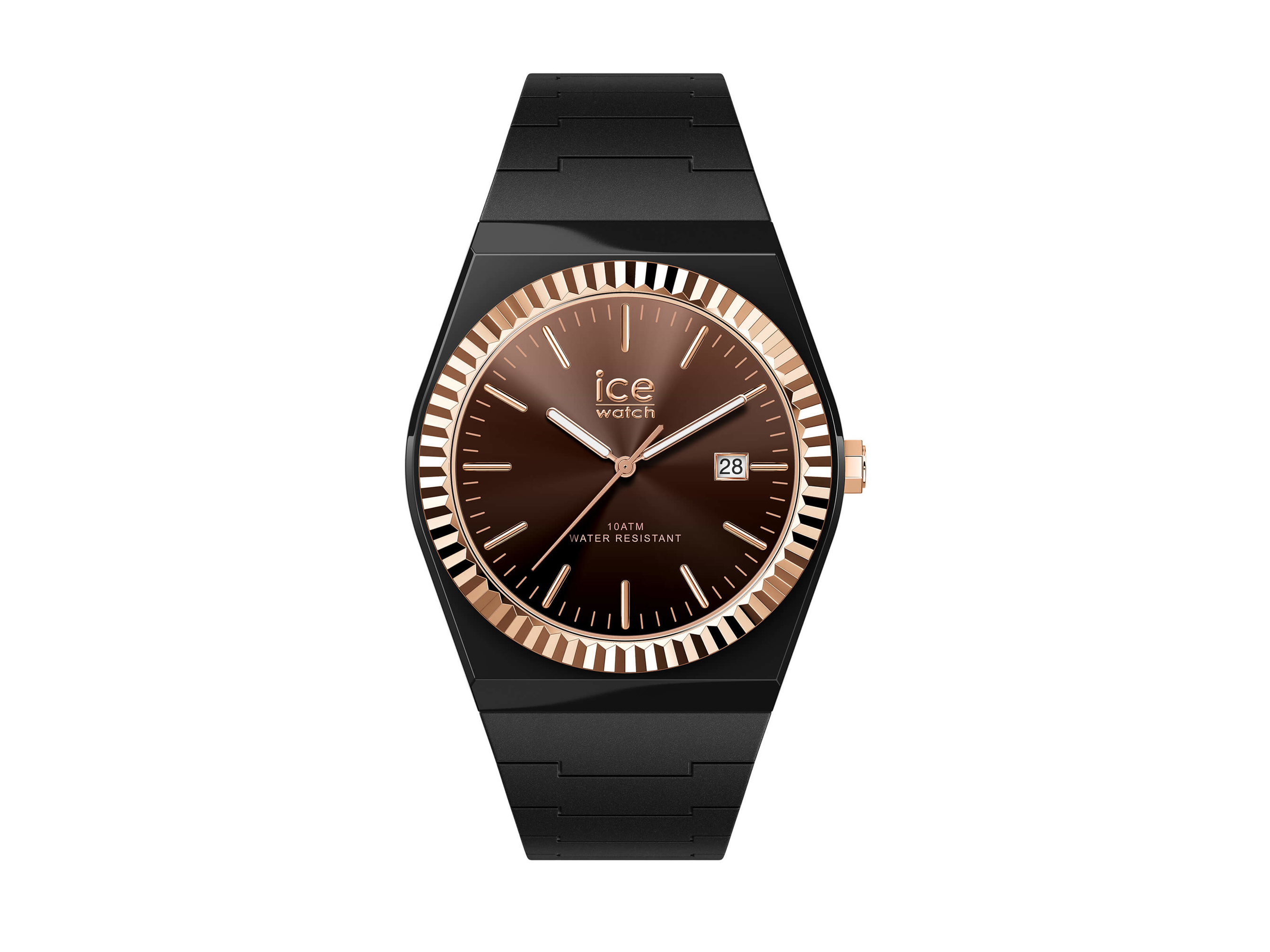 Die Ice Watch 024770 ICE Power in Schwarz mit einem eleganten Zifferblatt in Braun und roségoldenen Akzenten kombiniert modernes Design mit Funktionalität und Wasserbeständigkeit.