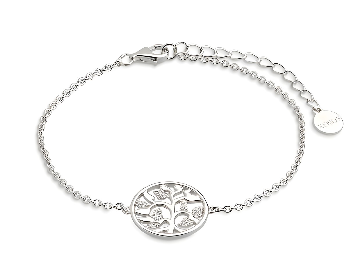 Xenox Sterling Silber Armband XS2943 in 15-18,5 cm mit Lebensbaum-Motiv, Ankerkette und feinem Design, perfekt für jeden Anlass und stilvollen Schmuck.