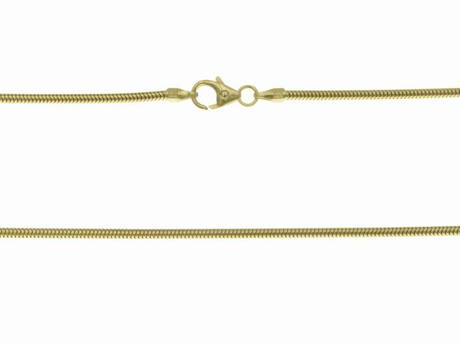 Schlangenkette 585 aus Gelbgold mit einer Stärke von 1,6 x 1,6 mm und einer Länge von 40 cm, ausgestattet mit einem praktischen Karabinerverschluss, Hersteller Juwelier Harnisch.