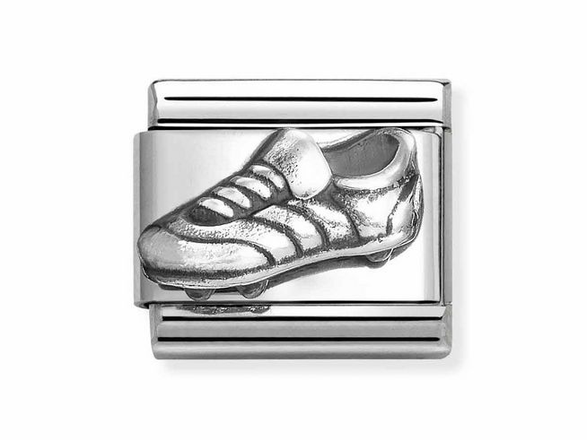 Classic Fußballschuh aus Sterling Silber und Edelstahl, detailreich gestaltet mit einer Schuhform, ideal für Schmuckliebhaber und Fußballfans.