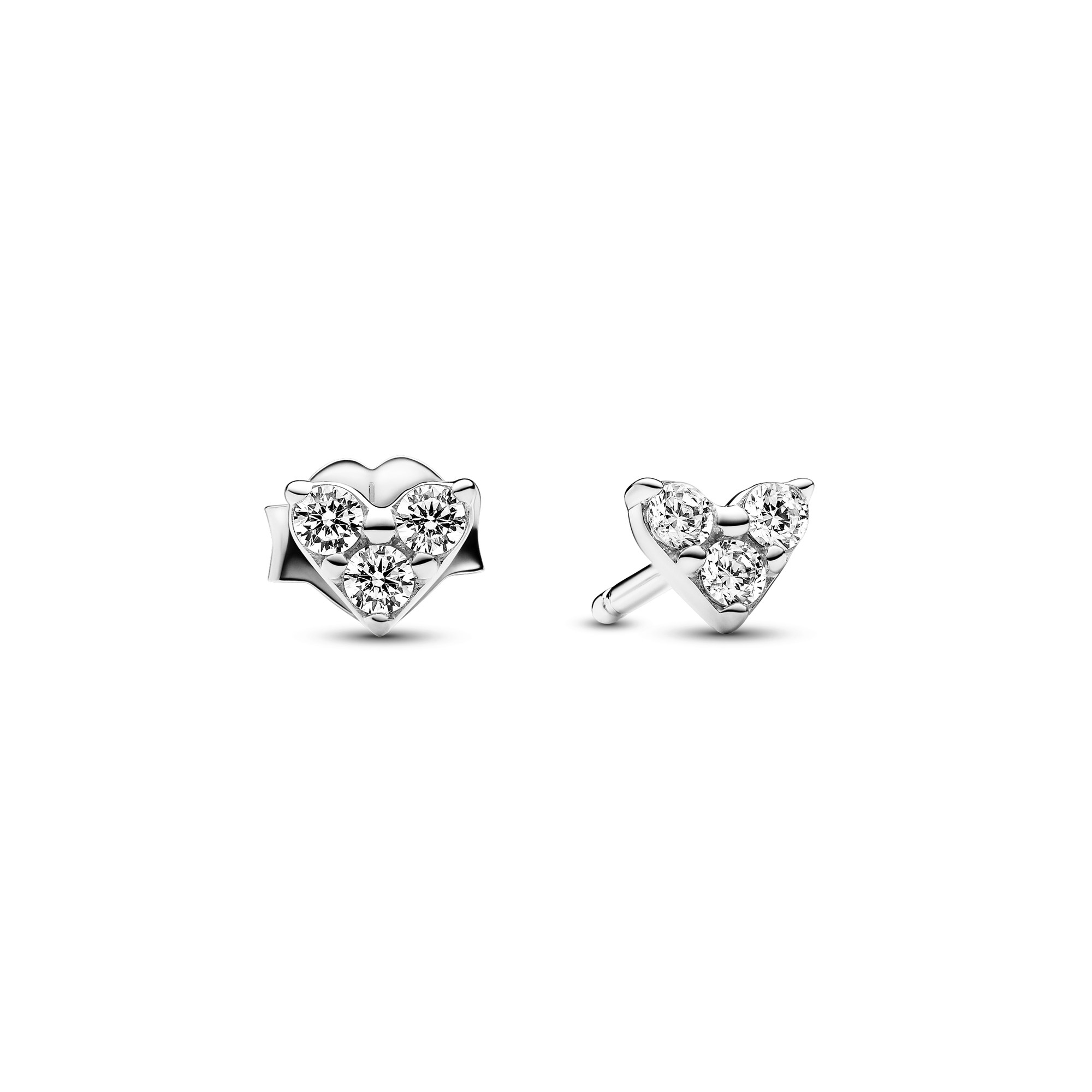 Pandora Dreifacher Stein Herz Ohrringe - Sterling Silber - Zirkonia