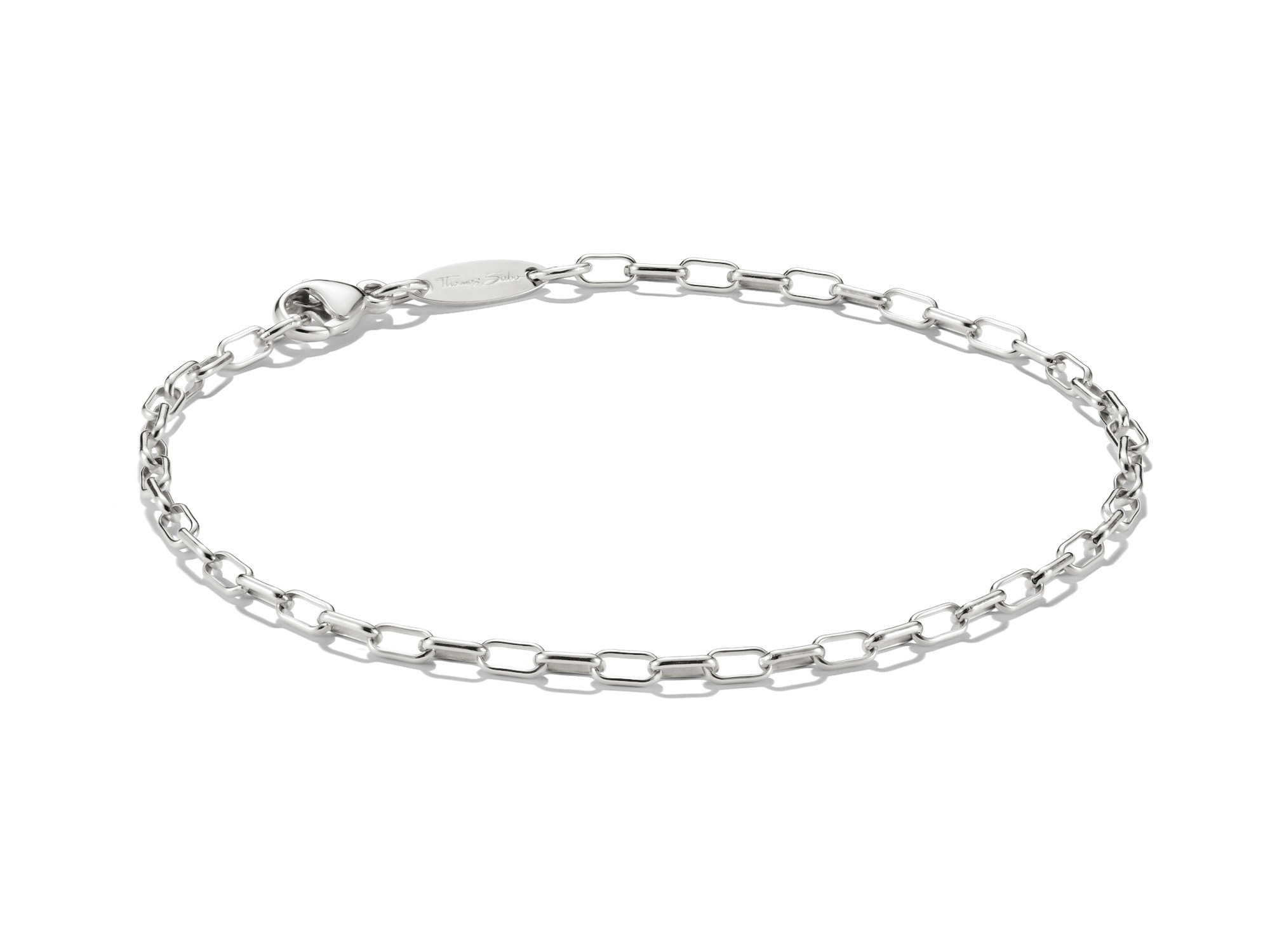 Silbernes Paperclip Armband von Thomas Sabo aus der Charm Club CONNECT Kollektion, verstellbare Länge von 16 bis 19 cm, elegantes Design für stilvolle Akzente.