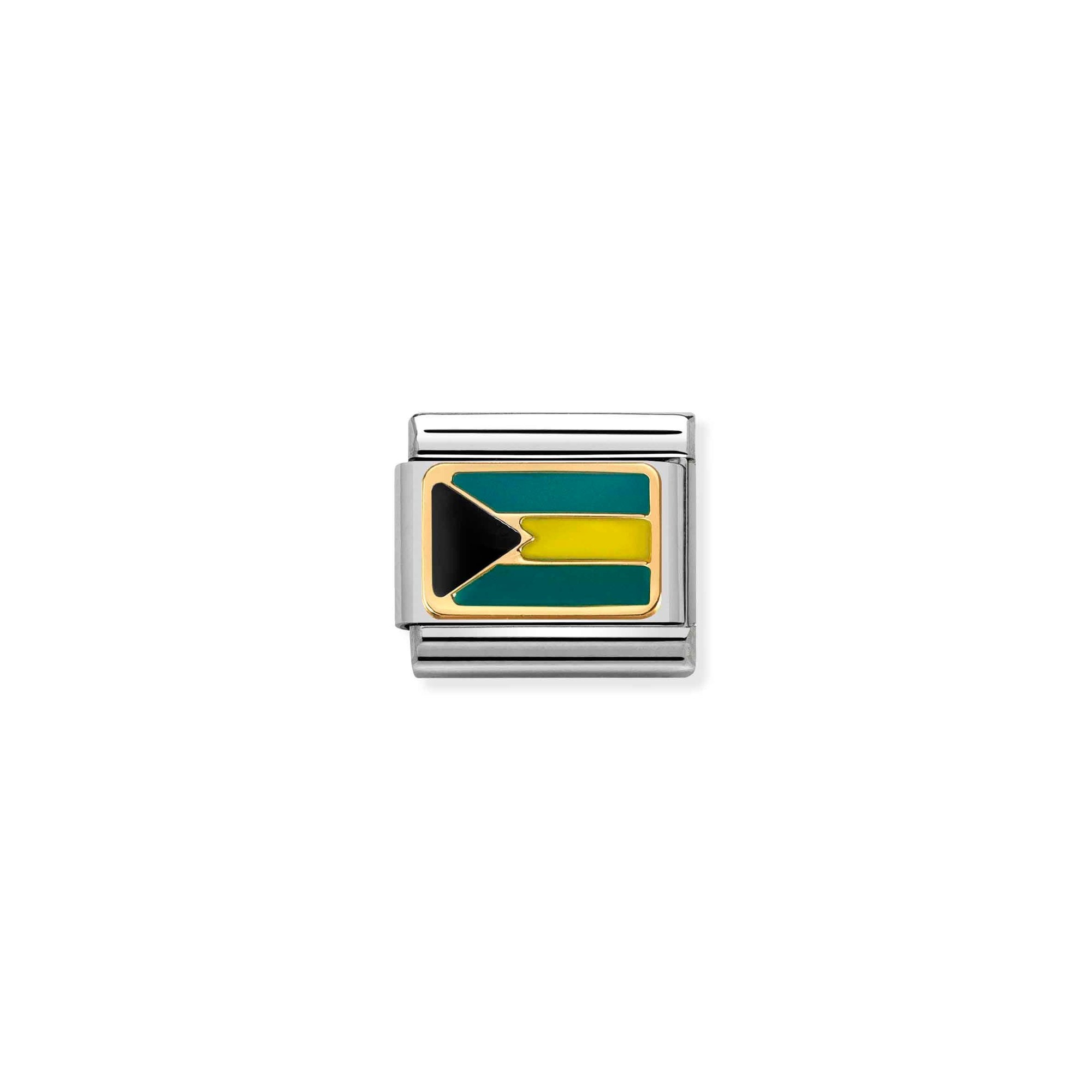 Nomination Composable Classic Charm Flagge Bahamas - Edelstahl, Gold 750, Emaille