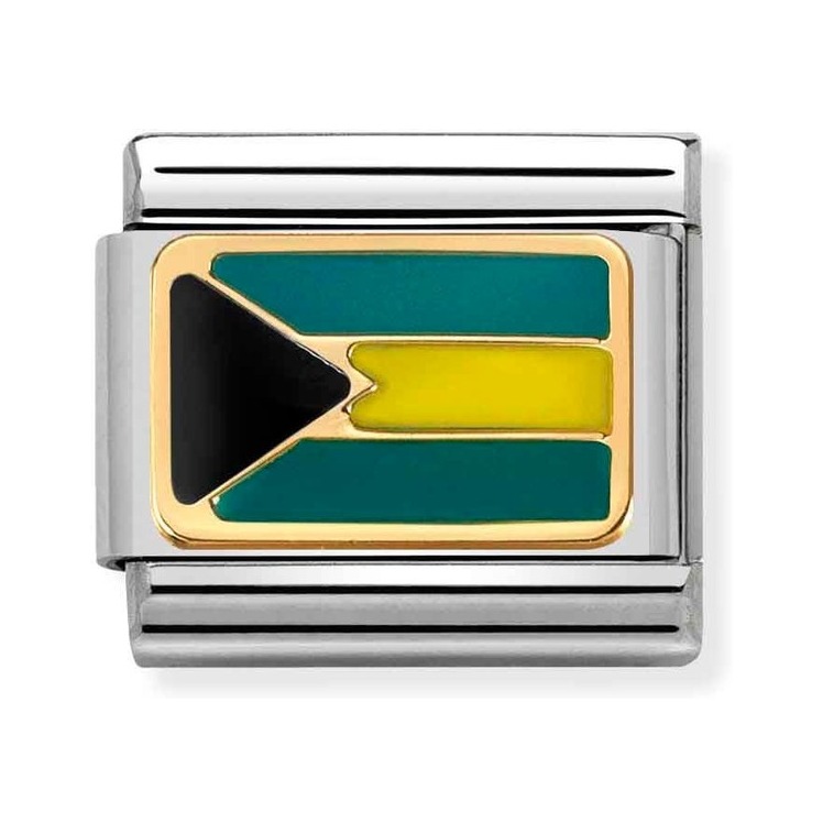Nomination Composable Classic Charm Flagge Bahamas - Edelstahl, Gold 750, Emaille