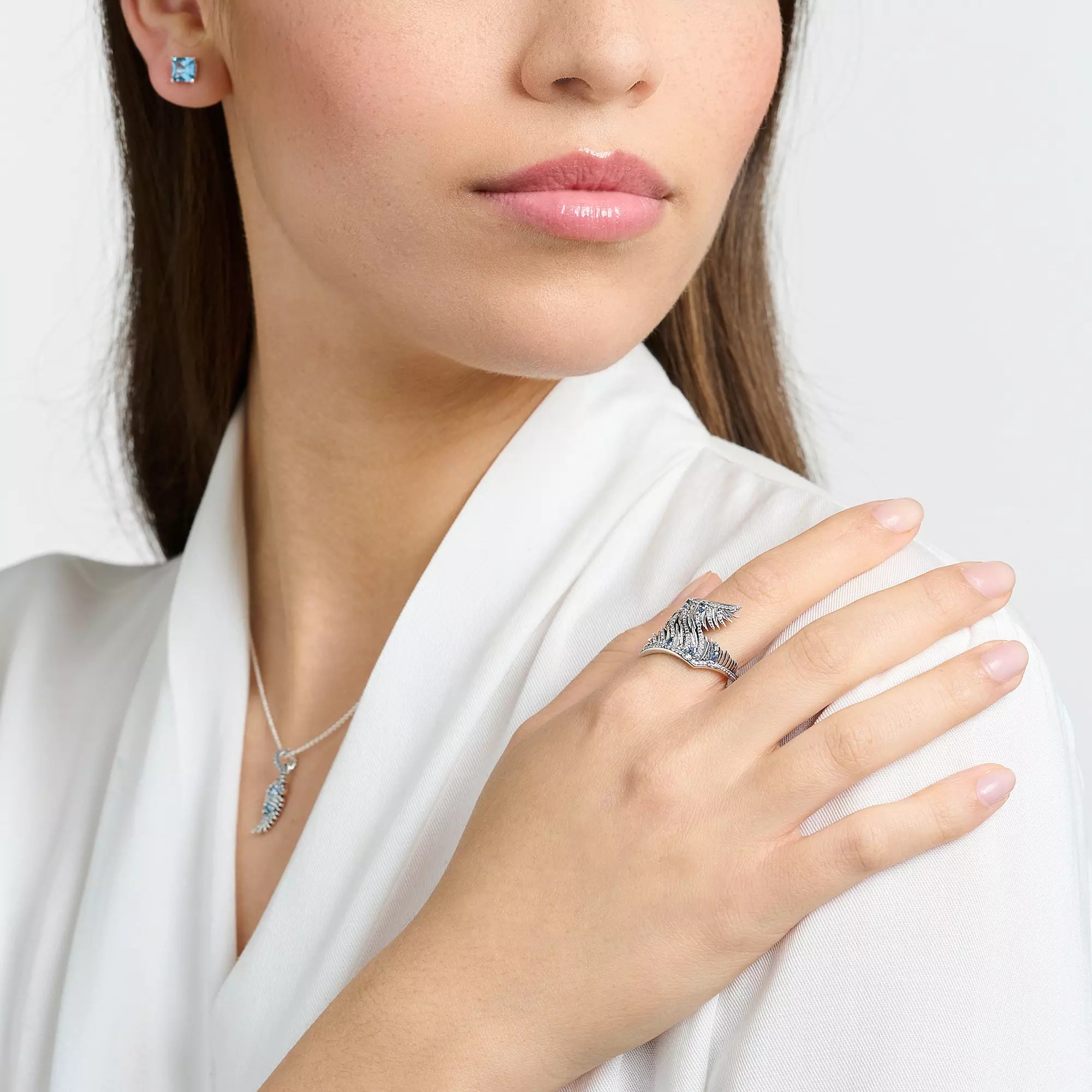 Thomas Sabo Ring - Sterling Silber - geschwärzt + syn. Spinell + Zirkonia - Phönix Flügel – Ansicht 2