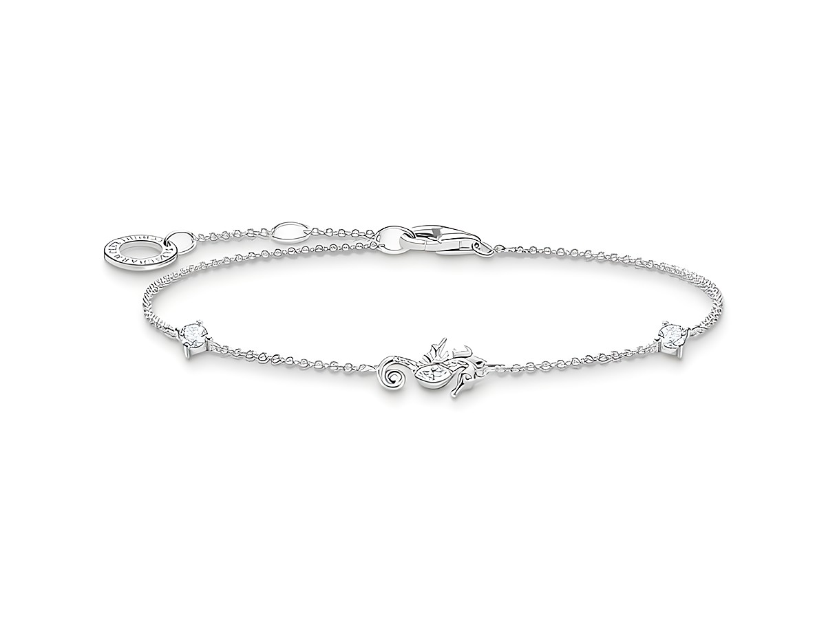 Elegantes Thomas Sabo Armband A2061-051-14-L19V aus Sterling Silber mit Zirkonia, 19 cm verstellbar, verziert mit einem geschwungenen Design und funkelnden Steinen.