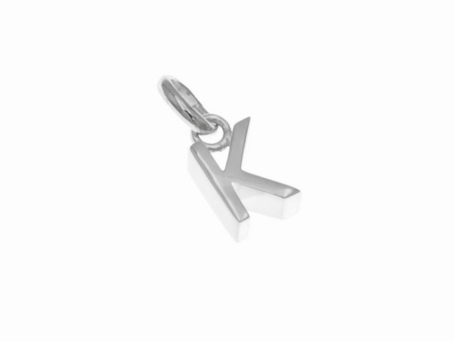 304907-0 Anhänger aus poliertem Sterling Silber in Form des Buchstabens K, hergestellt von Juwelier Harnisch, elegant und modern, ideal als persönliches Schmuckstück oder Geschenk.