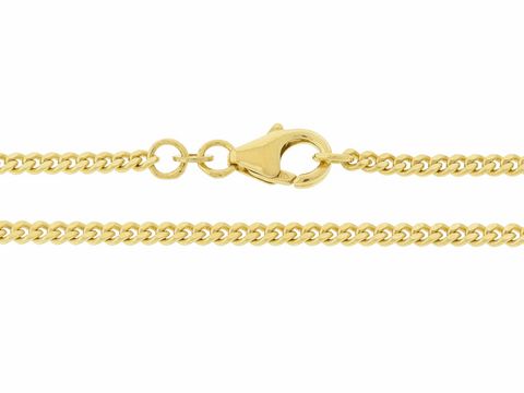 Panzerkette 333 Gold mit einer Länge von 45 cm und einer Breite von 2,4 x 1,1 mm, ausgestattet mit einem stabilen Karabiner, Hersteller Juwelier Harnisch.