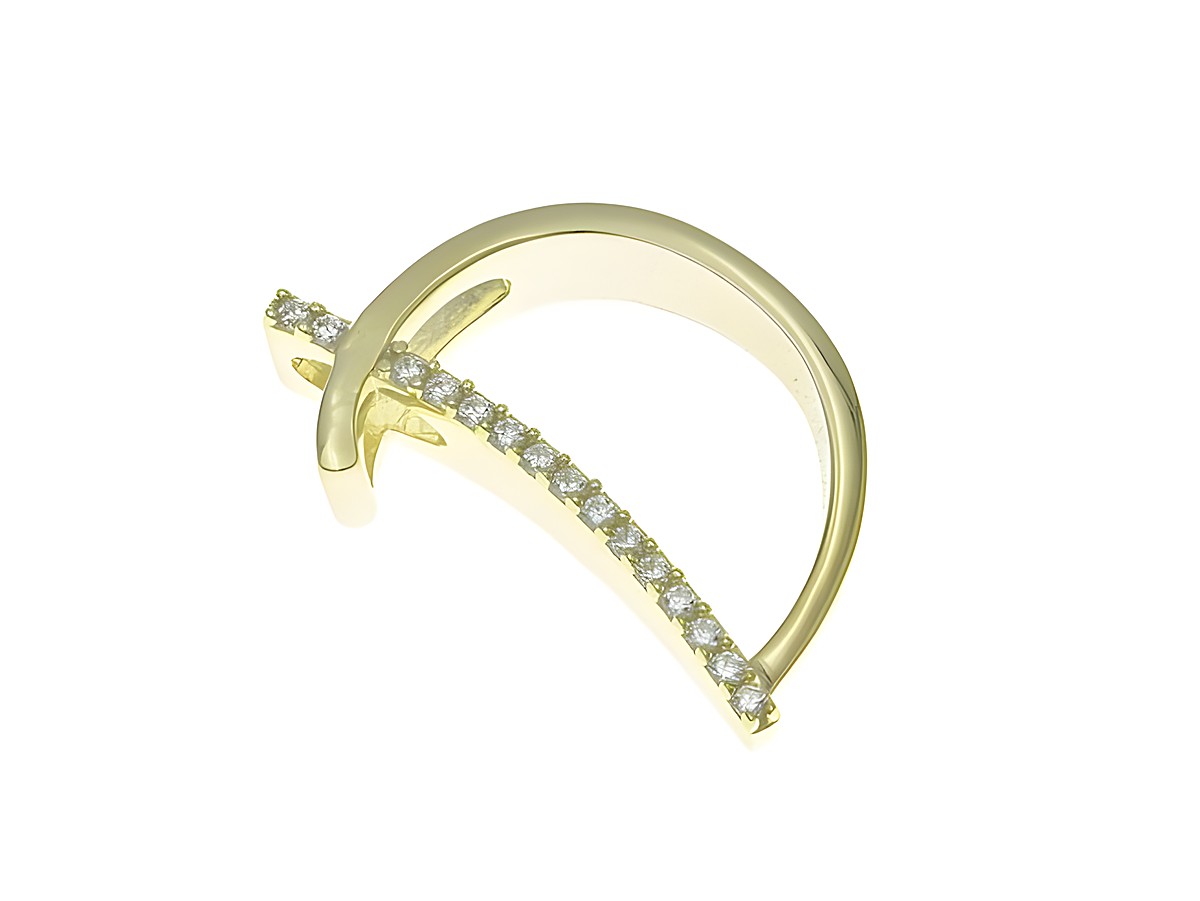 Anhänger aus poliertem Sterling Silber mit vergoldeter Oberfläche, Buchstabe D, verziert mit Zirkonia, hergestellt von Juwelier Harnisch. Ideal als stilvolles Schmuckstück.