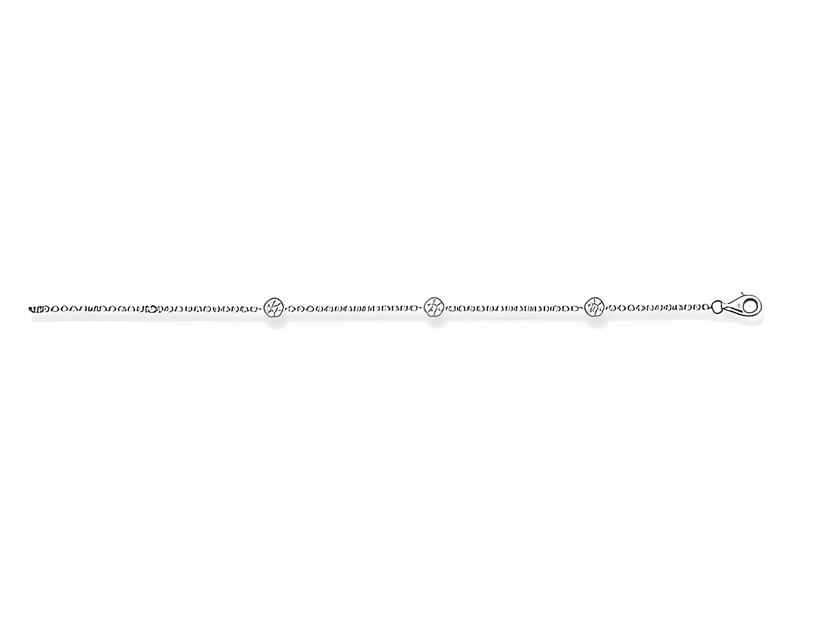 Längenverstellbares Armband von Thomas Sabo aus 925 Sterling Silber mit drei Kreisen und weißen Zirkonia-Steinen, geeignet für Handgelenke von 16,5 bis 19,5 cm.