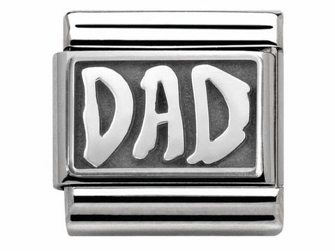 Classic Edelstahlarmband mit Silberdetails und dem eingravierten Wort DAD, Hersteller Nomination, Modellnummer 330102, ideal für Väter und als Geschenk.